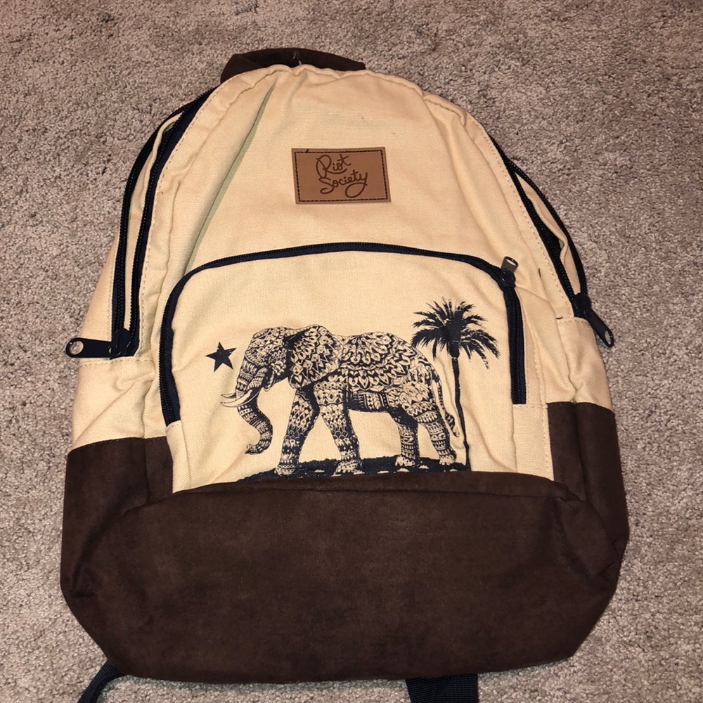 Riot society bookbag with elephant print